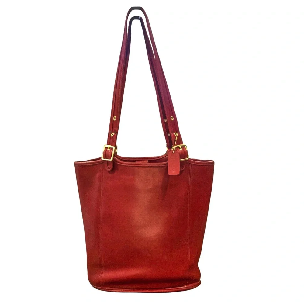 VINTAGE COACH Legacy Red Glove Tanned Leather Large Shopper Tote Bag 9090 COA